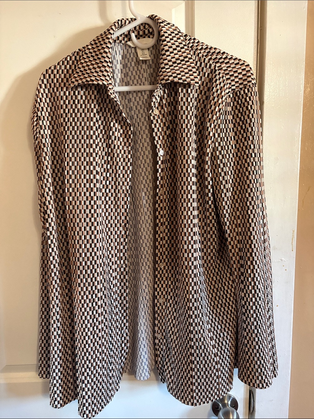 H&M Black & Cream Geometric Open Blazer